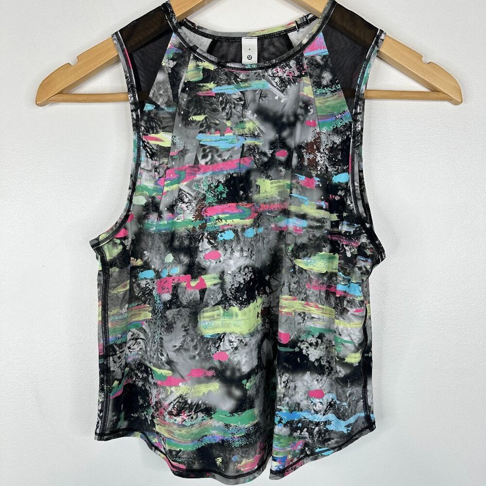 Lululemon Sculpt Cropped Tank Top Paint Drift Multi Reflective Size 4